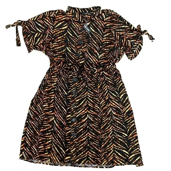 NWT New animal print plus size dress Sz 2x‎ New Look Bow tie at sleeves - Picture 1 of 9